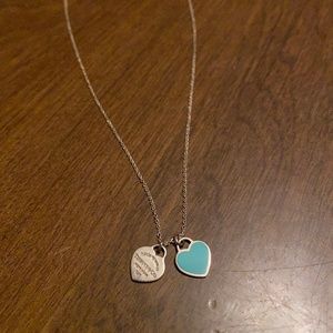 Tiffany Blue double heart tag pendant - in silver mini